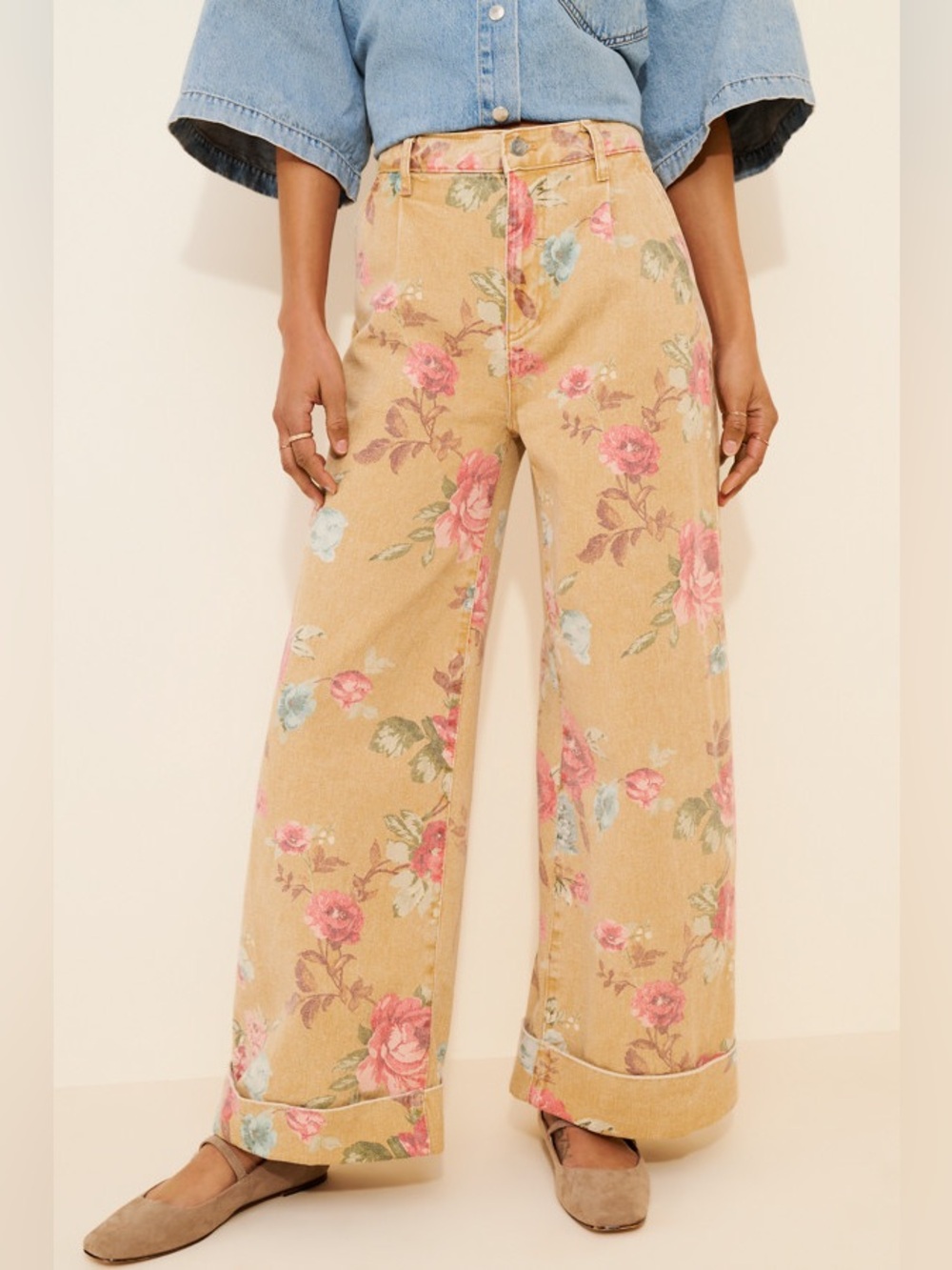 Anthropologie Pilcro Leon Floral Wide Leg Jeans 28 - Picture 2 of 16